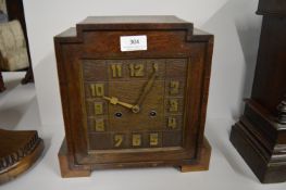 Art Deco Oak Cased Mantel Clock (missing glass)