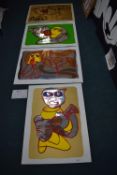 Portfolio of three lithograph/collage Prints
