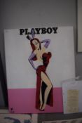 Playboy Bunny Girl stencil art on canvas by Pegasu