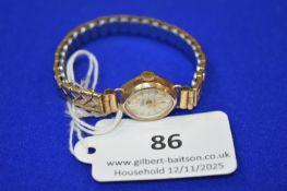 Elco Vintage 9ct Gold Ladies Wristwatch with Steel Band