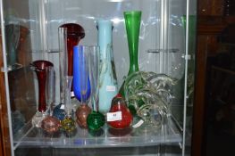 Coloured Glass Vases, Paperweights, etc.