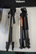 2x Camera Tripods by Velbon and King Joy