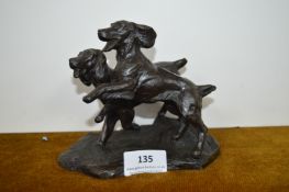 Composite Bronze Effect Two Dogs Figure by Heredities