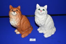 2x Pottery Cats by Beswick and Doulton