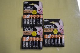 3x Duracell AA Batteries 6pk