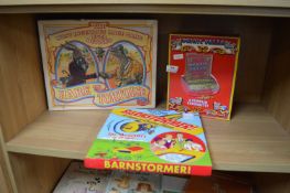 3x Board Games Including Penny Falls, Hare & Tortoise, and Barnstormer
