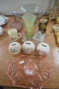 Vintage Glassware, Pottery Ornaments Including Bunnykins Doulton Moneyboxes
