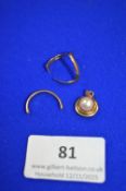 9ct Gold Scrap Rings, Earring, etc. ~3.8g gross