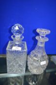 2x Cut Glass Lead Crystal Decanters