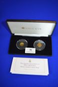Jubilee Mint Pair of 9ct Gold 1g Tristan Dacunha Gold Crowns with Case
