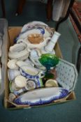 Box Containing Vintage Plates, Serving Plates, Garvy Boats, etc.