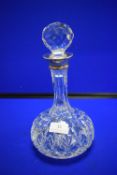 Cuit Glass Lead Crystal Decanter with Hallmarked Silver Collar - Birmingham 1979