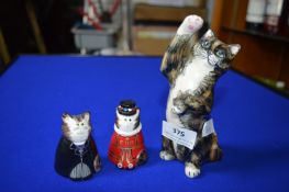Babbacombe Pottery Cat, and 2x Wonderland Miniature Cats