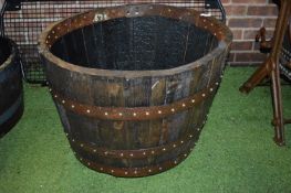 Barrel Planter on Wheels