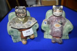 Grandma & Granddad Cats in Armchairs Figure