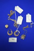 Rolled Gold and Plated Earrings, Chain & Pendant, Locket, etc.