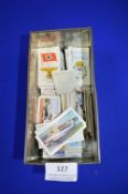 Tin of Wartime Cigarette Cards Including Aviation etc.