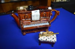 Novelty Piano Teapot and Stool
