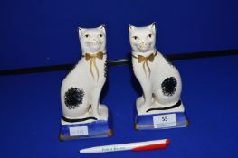 Pair of Reproduction Staffordshire Cat Ornaments