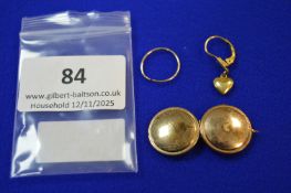 Rolled Gold Locket, Earrings, etc.
