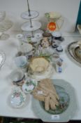 Vintage Pottery Including Cake Stands, Candlesticks, and Decorative Items