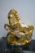 Gold Glazed Mare and Foal Figure