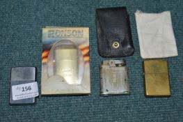 2x Zippo and 2x Ronson Petrol Lighters