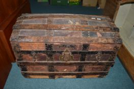 Antique Dome Topped Chest with Steel Bands