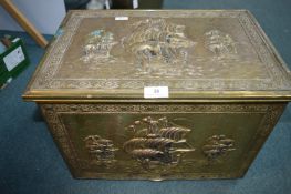 Brass Coal Box with Ship Design