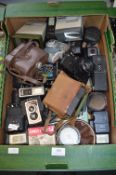 Assorted Vintage Cameras and Accessories Including Zenit 12XE