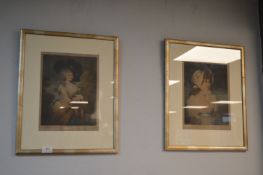Pair of Period Prints of Ladies in Waiting