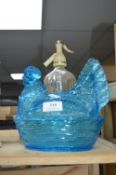 Blue Glass Chicken Egg Dish etc.