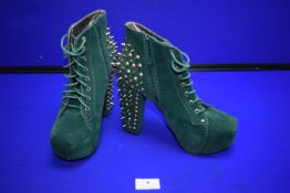 Pair of Ladies Green Spiked Boots by Truffle Size: 4