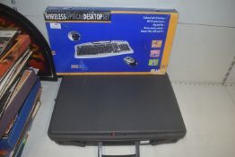 Wireless Optical Desktop Keyboard & Mouse, and a Delcy Briefcase