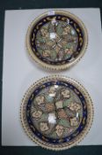2x Hand Throw Painted Moroccan Style Serving Dishes