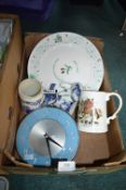 Decorative Pottery and a Metamec Clock