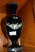 Victorian Painted Black Glass Vases