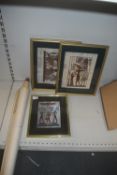 3x Egyptian Style Prints, and an Oriental Scroll
