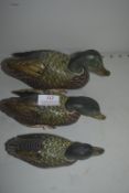 Set of Three Graduated Wooden Ducks
