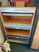 Beech and silver Office station stationary and storage cabinet