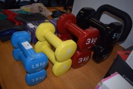 *Set of dumb bells and a kettle bell