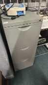 grey three drawer filing cabinet