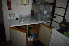 *Contents of Kitchen Area to Include All Loose Items, Assorted Glasses, Philips Ice Machine, etc.