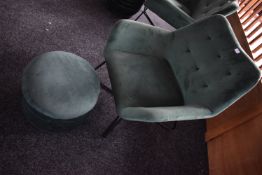 *Emerald Buttonback Occasional Chair with Matching Pouffe