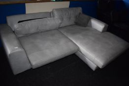 *L-Shape Grey Leather Corner Sofa