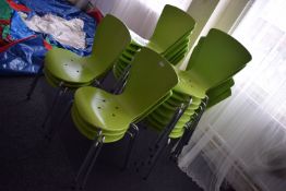 *22x Green Stackable Chairs on Chrome Frames