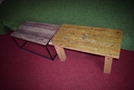 *Pine Occasional Table on Heavy Square Legs, plus One Other
