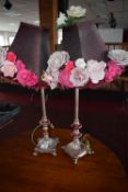 *Pair of Floral Table Lamps