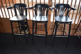 *3x Ebonised Bentwood Barstools