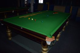 *Eight Leg Mahogany Framed Full Size Slate Bed Snooker Table with Accessories to Include Balls,